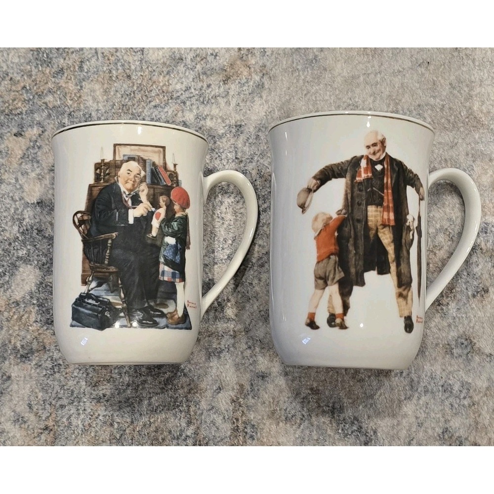 Set of 2 different Norman Rockwell mugs from 1929  and 1936